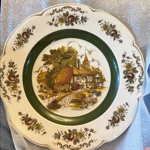 Vintage Charming WOODS AND SONS fine PORCELAIN Countryside Scene Plate